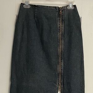 NWOT German Stockerpoint Denim and Lace Midi Skirt Size 34